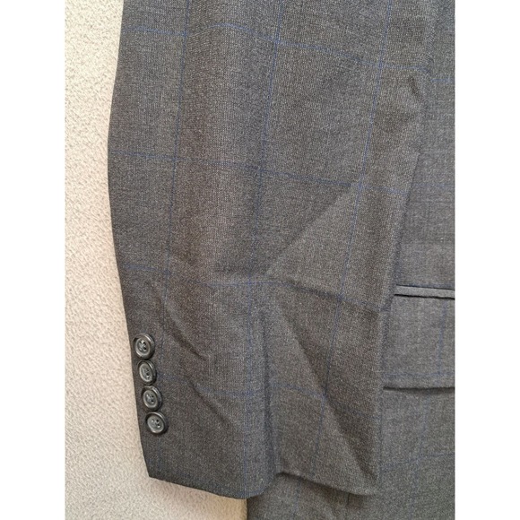Vintage Burberry Men's Wool Sport Coat Blazer Charcoal Gray Windowpane Size 42S - Picture 5 of 9